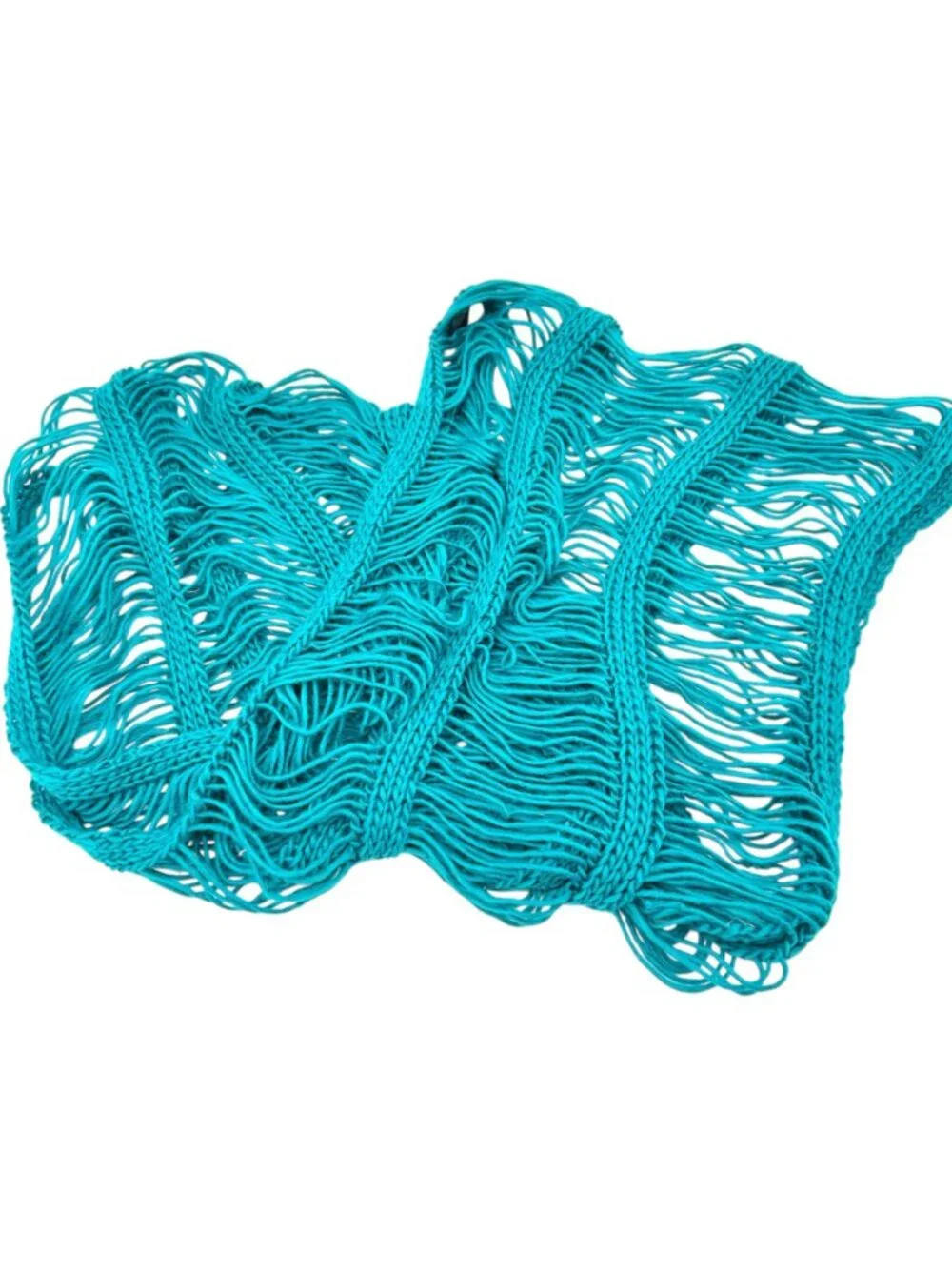 Mark Open Knit Infinity Scarf Aquamarine Acrylic Lightweight Fringe Loop 68